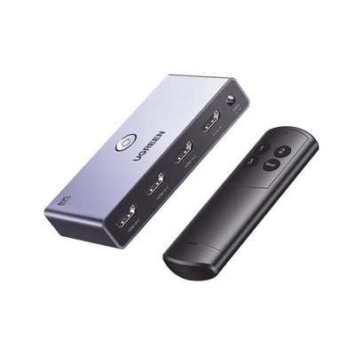 Switch (Splitter) 8K HDMI 2.1 / 3 entradas 1 Salida / Incluye Control Remoto / Soporta 8K@60Hz 4K@120Hz 4K@60Hz 3D / HDR / HDCP 2.3 / Carcasa de Aluminio. - Toer