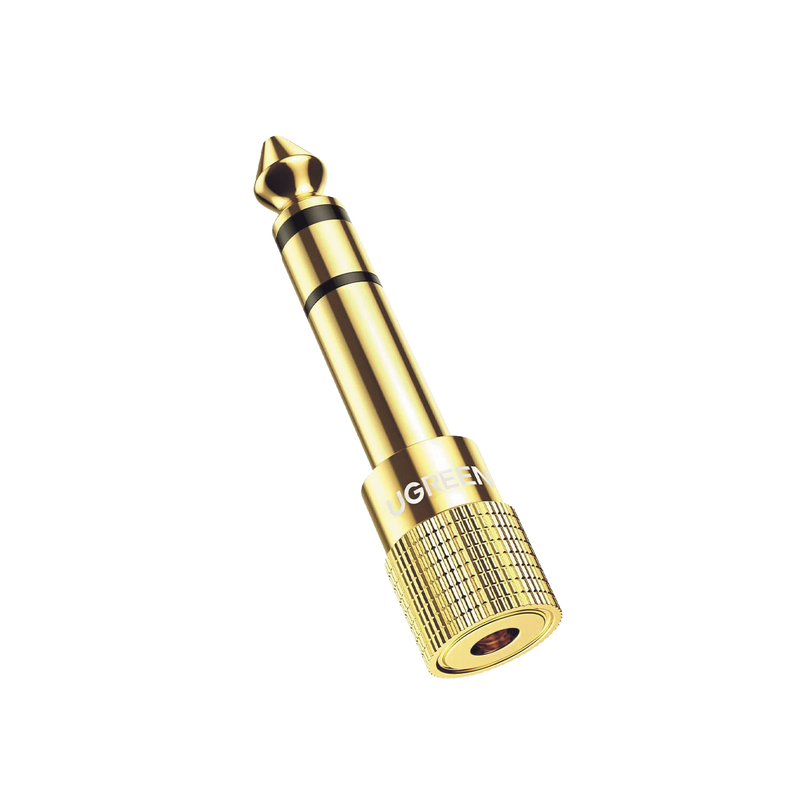 Adaptador (Convertidor) de Audio 3.5mm Hembra a 6.5mm Macho / Plug & Play / Superficie de Rosca Antideslizante / Calidad de sonido sin pérdidas