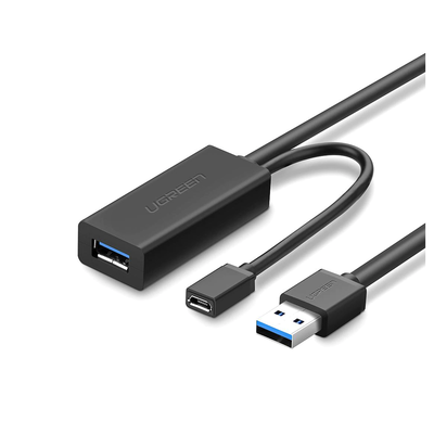 Cable de Extensión Activo USB 3.0 con puerto de alimentación Micro USB / 10 Metros / USB 3.0 a 5Gbps / No requiere controlador / Ideal para impresoras, consolas , Webcam, etc. - Toer