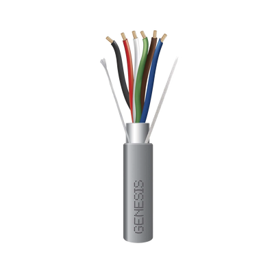 Bobina de 305 Metros de Cable / 6 x 22 AWG Blindado / Riser / Color Gris / Para Aplicaciones de Audio, Seguridad y Control - Toer