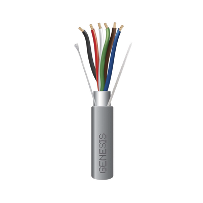 Bobina de 152 Metros (500 Pies) de Cable / 6 x 22 AWG BLINDADO / Riser / Color Gris / Para Aplicaciones de Audio, Seguridad y Control
