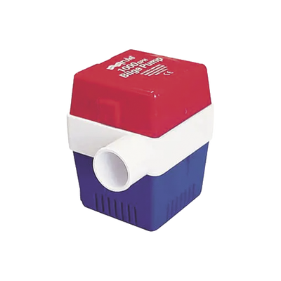 Bomba sumergible de achique de 1100 galones por hora a 12 Volts de corriente directa.