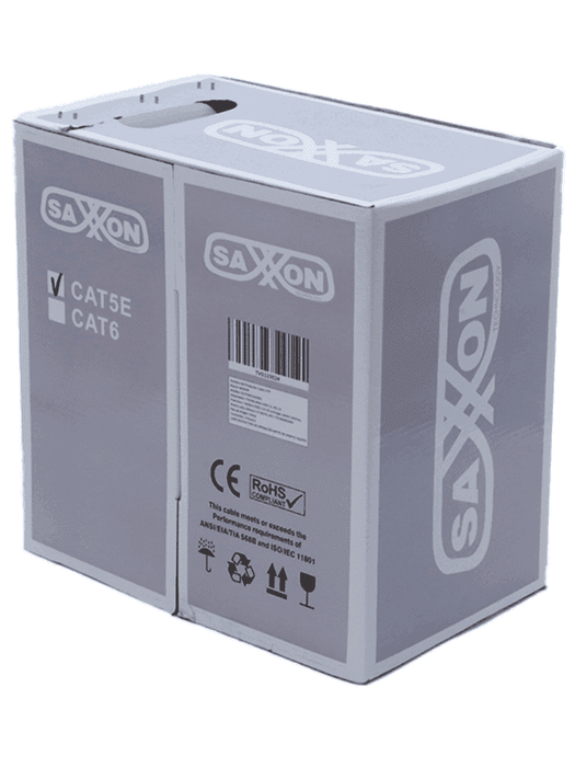 SAXXON OUTP5ECCA100G- Bobina de Cable UTP Cat5e/ 100 Metros/ CCA/ Color Gris/ Uso Interior/ Cert ISO9001/ UL 444/ RoSH/ ANSI/ TIA/ EI-568B