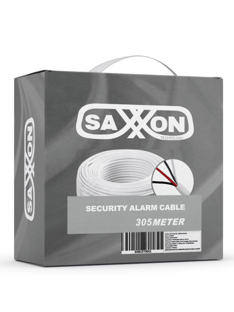 SAXXON OWAC2305JF- Cable de alarma de 2 conductores/ CCA/ Calibre 22 AWG/ 305 metros/ Retardante a la flama/ Recomendable para control de acceso/ Videoportero/ Audio/
