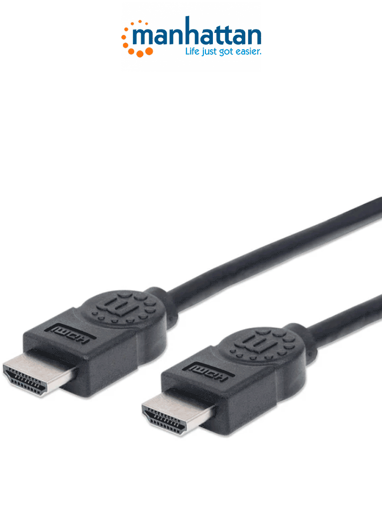 MANHATTAN 306119- Cable HDMI de Alta Velocidad de 1.8 Metros/ Resolución 4k@30Hz/ Soporta 3D/ HDMI Macho a Macho/ Soporta Canal de Retorno de Audio (ARC)/ Blindado para Reducir Interferencia/