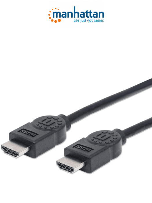 MANHATTAN 306119- Cable HDMI de Alta Velocidad de 1.8 Metros/ Resolución 4k@30Hz/ Soporta 3D/ HDMI Macho a Macho/ Soporta Canal de Retorno de Audio (ARC)/ Blindado para Reducir Interferencia/