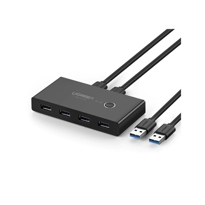 Conmutador USB para Compartir 4 Puertos USB 3.0 a 2 PC Ìs | Cambio Mediante Botón | Incluye Dos Cables USB de 1.5 m | ABS | Permite que 2 Usuarios Compartan 4 Dispositivos Periféricos USB3.0, como una impresora, un escáner, etc. - Toer