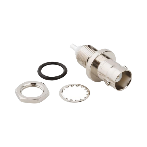 Conector BNC Hembra para Chasis en Doble D Plano, 4 GHz, Amphenol UG-657/U, Níquel/ Plata/ Teflón. - Toer