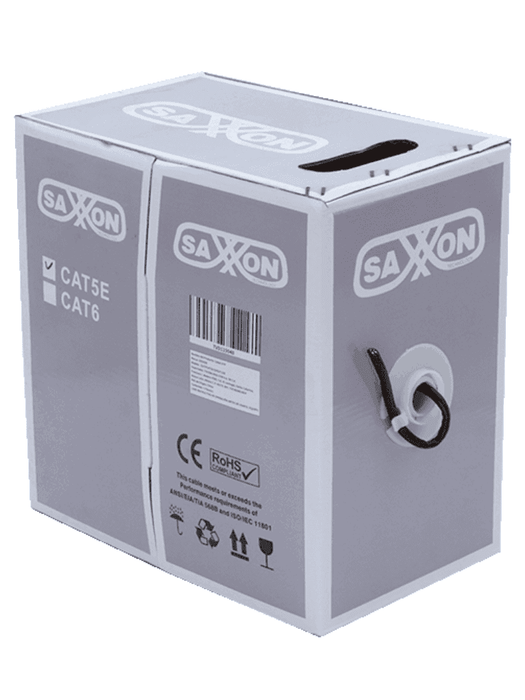 SAXXON OUTPCAT5ECOPEXT100 - Bobina de 100 Metros de Cable UTP Cat5e 100% Cobre/ Exterior con Doble Forro/ Color Negro/ Ideal para Cableado de Redes de Datos y Video/