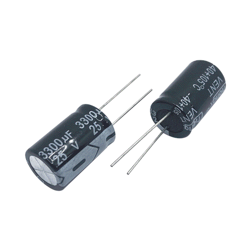 Capacitor Electrolítico de Aluminio, Radial de 3300 µFd, 25 Vcc, 105 °C, 18 x 25 mm. - Toer
