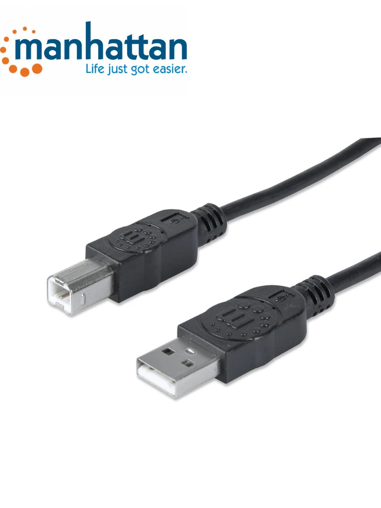 MANHATTAN 333368 - Cable USB V2.0 A-B 1.8M, Negro