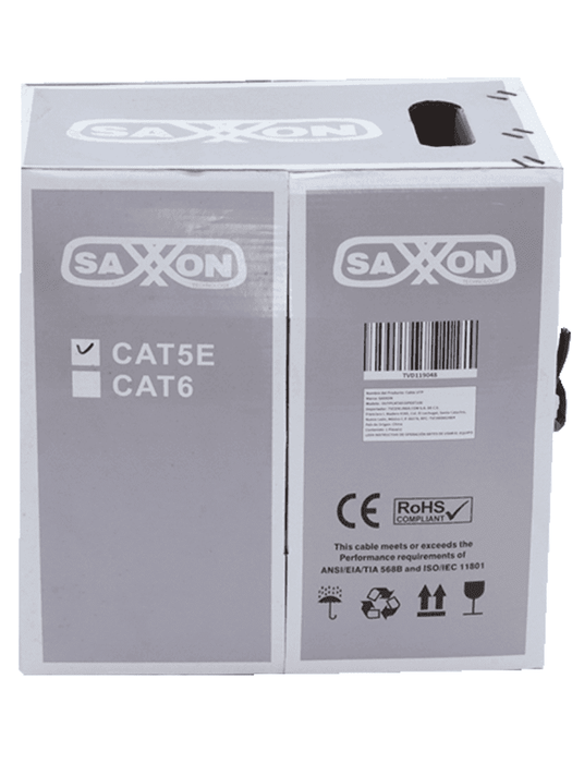 SAXXON OUTPCAT5ECOPEXT100 - Bobina de 100 Metros de Cable UTP Cat5e 100% Cobre/ Exterior con Doble Forro/ Color Negro/ Ideal para Cableado de Redes de Datos y Video/