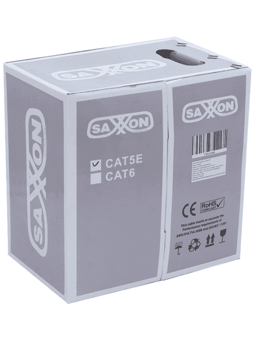 SAXXON OUTPCAT5ECOPEXT100 - Bobina de 100 Metros de Cable UTP Cat5e 100% Cobre/ Exterior con Doble Forro/ Color Negro/ Ideal para Cableado de Redes de Datos y Video/