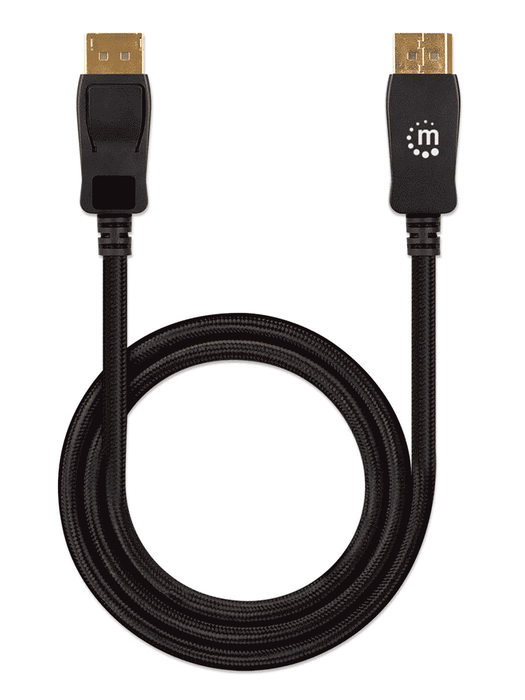 MANHATTAN - 353595 - Cable DisplayPort 8K V1.4 / DisplayPort macho a macho, 1 m (3 pies), compatible con 4K @ 144Hz, HDR, contactos chapados en oro, diseño anti-enredos con seguros en los conectore, negro