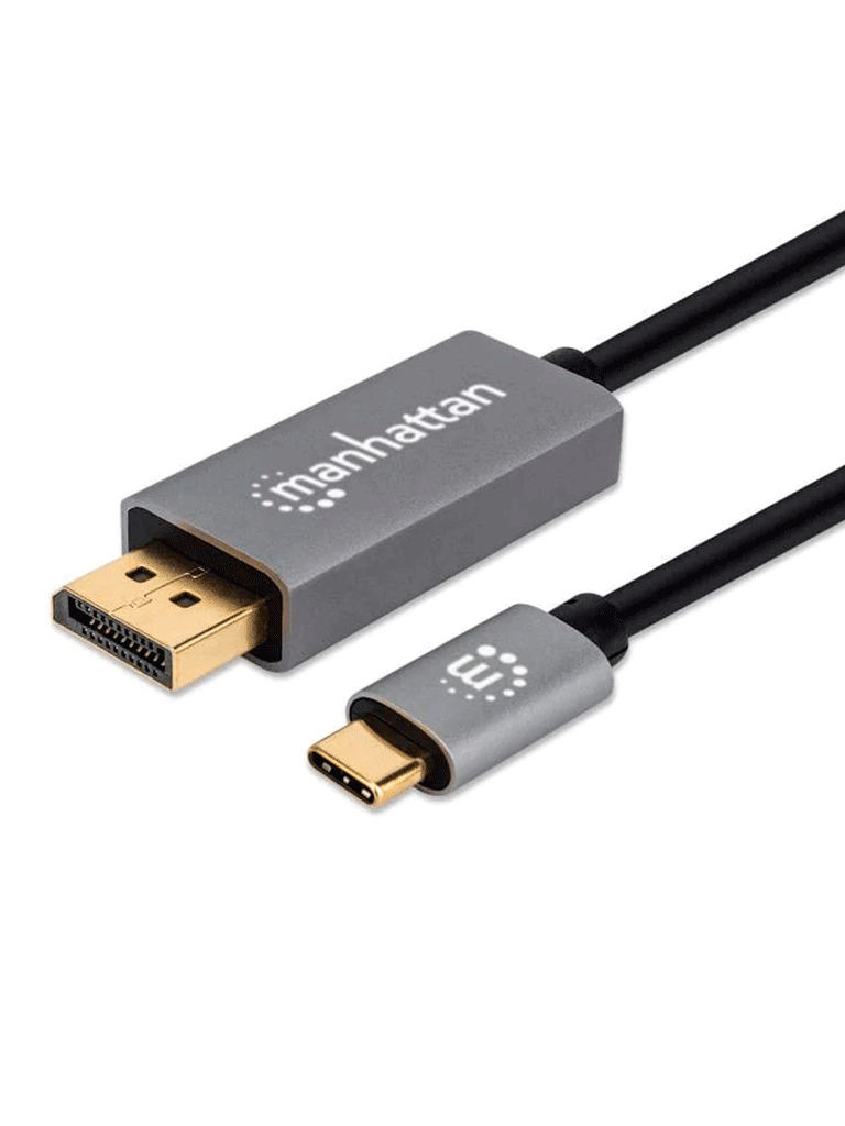 MANHATTAN - 354844 - Cable Adaptador USB-C a DisplayPort 8K@60Hz / USB-C macho a DisplayPort macho, 2 m (6.56 pies), Soporta 4K@120Hz, Contactos chapados en oro, Negro