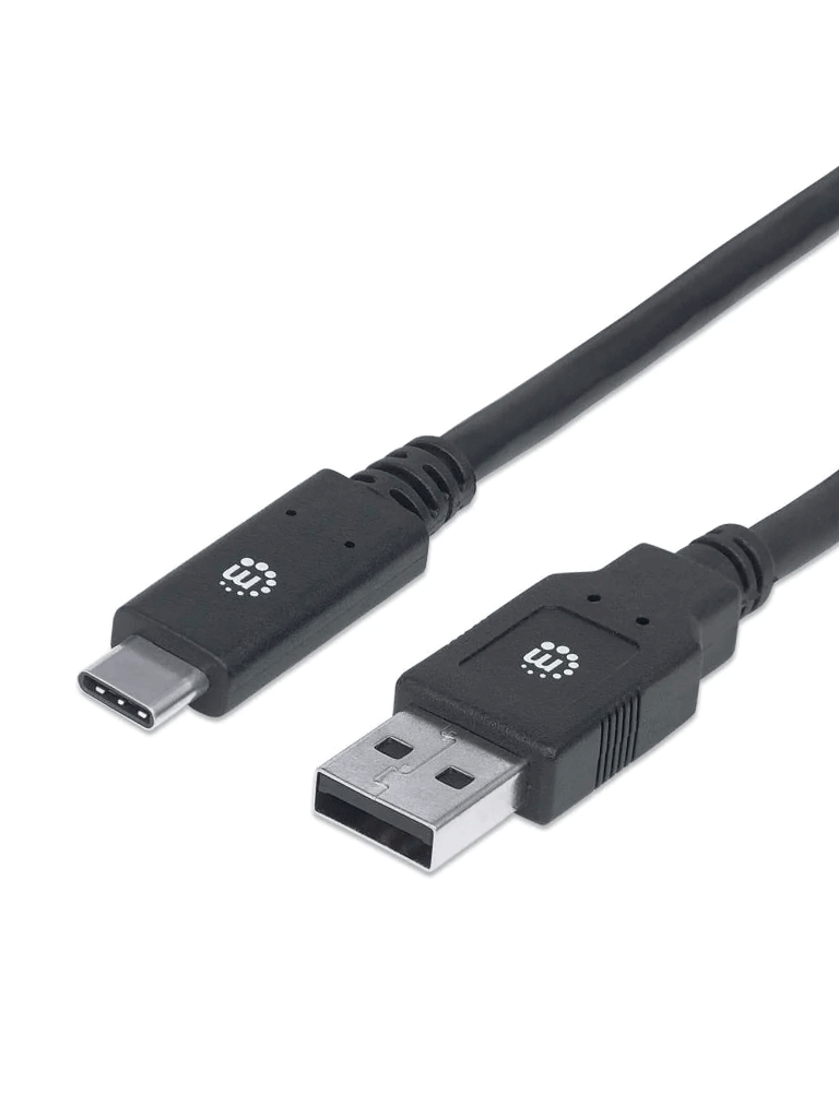MANHATTAN - 354974 - Cable para Dispositivos USB-C de SúperVelocidad / USB 3.1, Gen 1, A macho/ C macho, 5 Gbps, 2 m, Negro