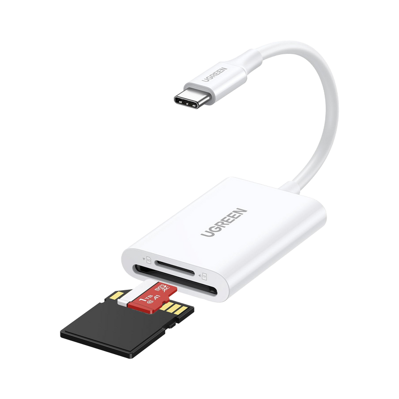 35506 Lector de Tarjetas USB-C 3.1 | Soporta Micro-SD (TF) /SD | 5Gbps | 170 MB/s | OTG | Soporta hasta 2TB | Admite intercambio en Caliente | 2 tarjetas simultaneas | Soporta Windows/Mac OS/Linux | Color Blanco