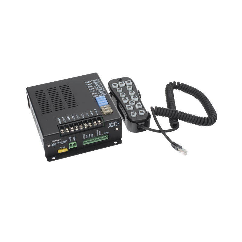 Sirena Vehicular H2 Covert ? de 200W de Potencia, Con Controlador Unimando de 14 Botones Para Control de Tonos, 7 Salidas Auxiliares y Micrófono