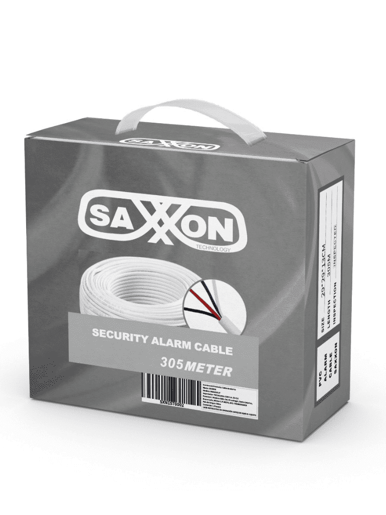 SAXXON OWA4305JF- Cable de alarma de 4 conductores/ CCA/ Calibre 22 AWG/ 305 metros/ Retardante a la flama/ Recomendable para control de acceso/ Videoportero/ Audio