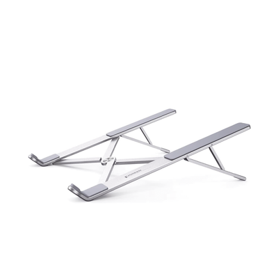 Soporte Portátil de Aluminio para Laptop / Amplia Compatibilidad de 11-17.3" / Ajuste de Altura 46.5 mm-136.5 mm / Capacidad de carga de 5 kg / Diseño Plegable / Material de Aleación de Aluminio + Silicona. - Toer