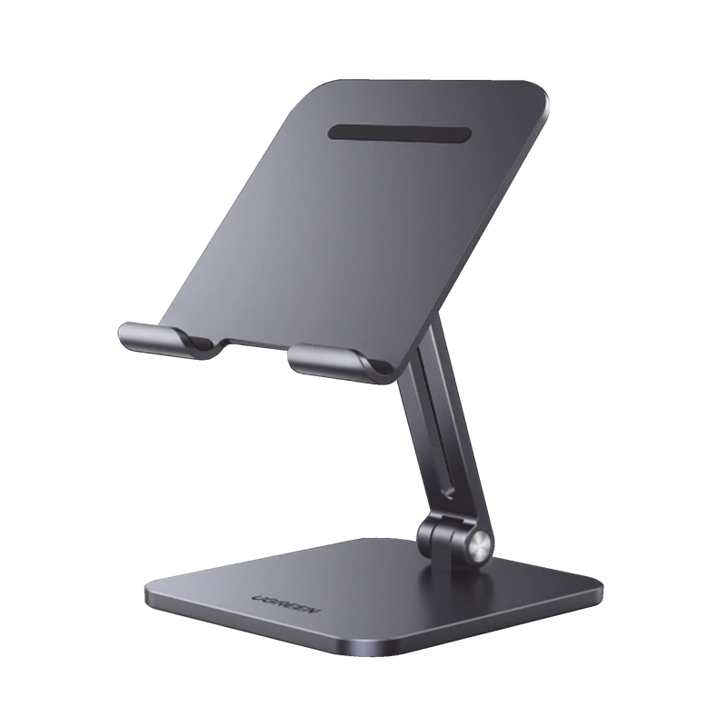 40393 Soporte de Aluminio para IPad & Tablet | Plegable |Angulo Ajustable de 180° y 270° | Base Antideslizante | Protección  de Silicona | Amplia Compatibilidad con dispositivos de 7.9 a 12.9 | Aluminio Solido | Color Gris