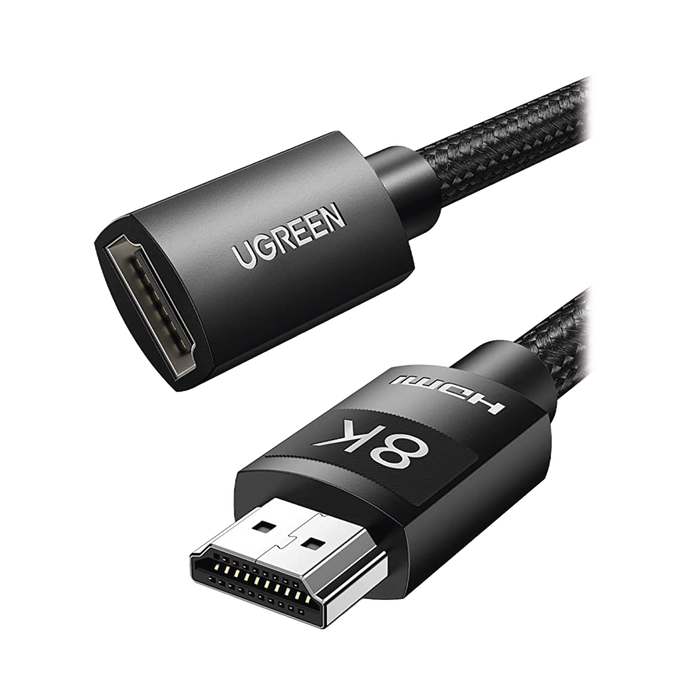 Cable de extensión HDMI 8K | 1 Metro | Macho a Hembra | HDMI 2.1 | 8K@60Hz | Núcleo de Cobre Puro 28AWG | Soporta la Conexión de hasta 3 Metros de largo en HDMI 2.1