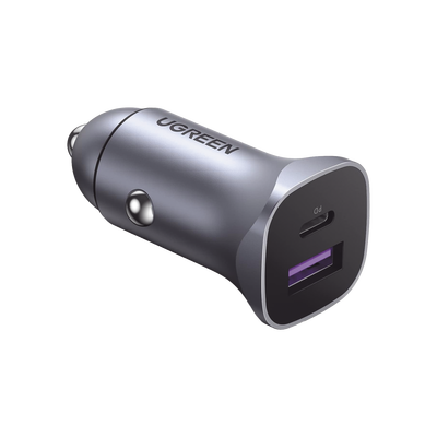 Cargador de Auto 30W | 2 Puertos USB-A y USB-C | Carga Rápida | Compatible con Vehículos de 12 y 24 VCD | PD3.0, QC4.0, SCP, PPS | Indicador Led | Diseño Compacto | Chip Inteligente | Caja de Aluminio. - Toer