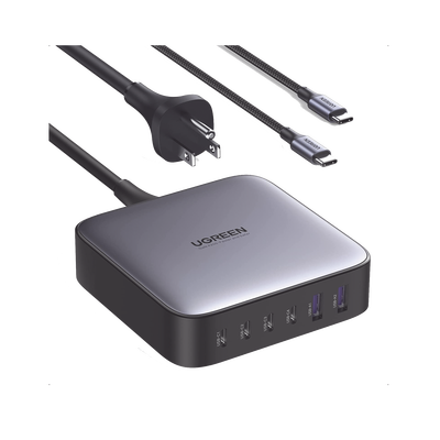 Cargador de 200W serie Nexode / 6 Puertos de Carga Rápida / 4 USB-C / 2 USB-A / Tecnología GaN II +SIC / Power Delivery 3.0 / Quick Charge 4.0 / Chip Confiable y Carga Inteligente / Optimiza la Experiencia de Carga / Incluye Cable de Carga U