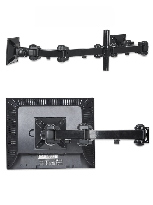 MANHATTAN - 420808 - Soporte para monitor, de escritorio, movimiento articulado, 2 pantallas planas de 13" a 24" máximo 6 kg cada uno / Soporta dos monitores, brazo con movimiento de dos puntos