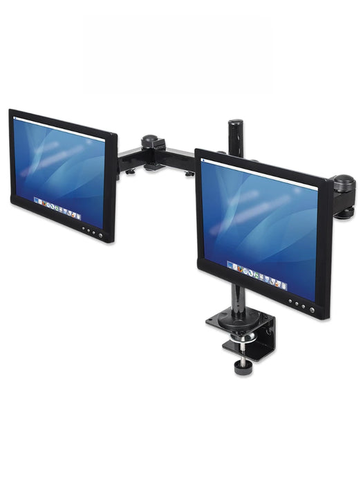 MANHATTAN - 420808 - Soporte para monitor, de escritorio, movimiento articulado, 2 pantallas planas de 13" a 24" máximo 6 kg cada uno / Soporta dos monitores, brazo con movimiento de dos puntos