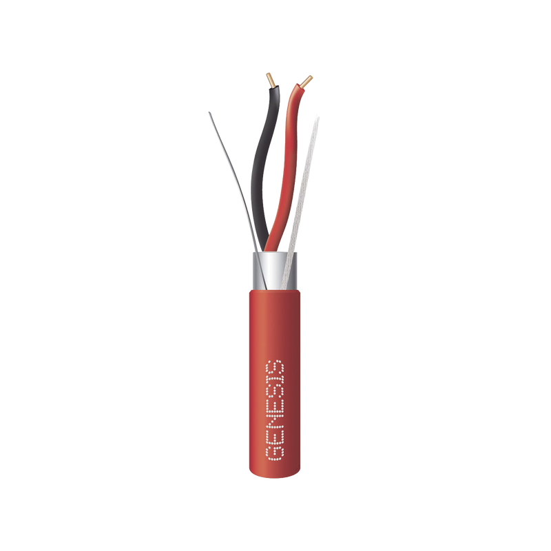 Bobina de 305 Metros de Alambre / 2 x 18 AWG / Riser / BLINDADO / Tipo FPLR / Color Rojo / Para Aplicaciones en Sistemas de Detección de Incendio y Sistemas de Evacuación