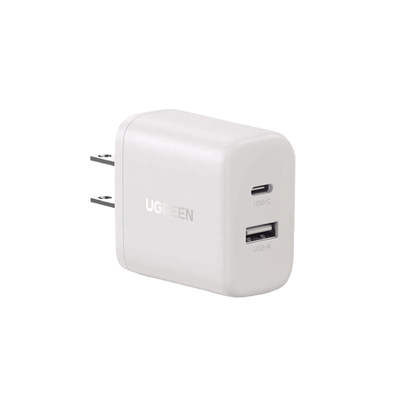 Cargador 2 En 1 Ugreen Carga Rápida 20w Blanco USB C, USB A