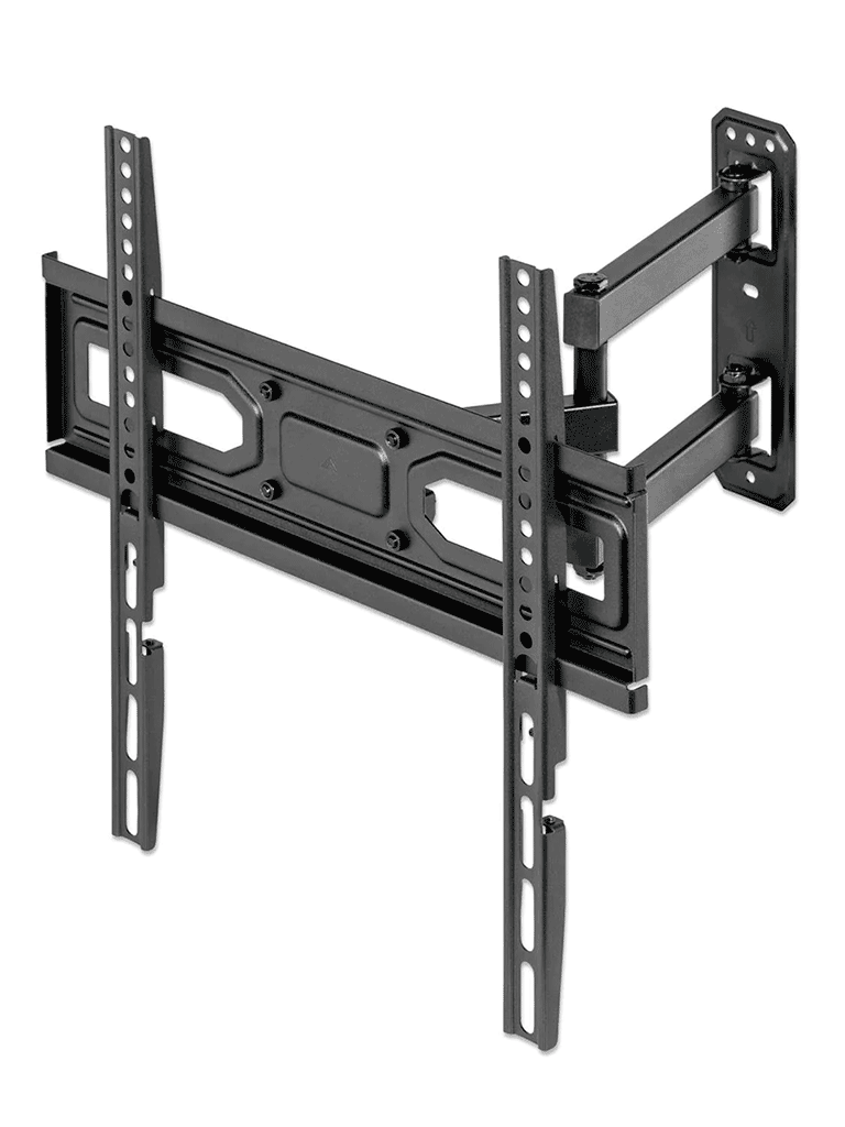 MANHATTAN - 462419 - Soporte con brazo articulado para pantalla / Soporta una pantalla de 32" a 55" de hasta 35 kg (77 lbs.), opciones de ajuste para inclinación, giro y nivelación posterior a la instalación, negro