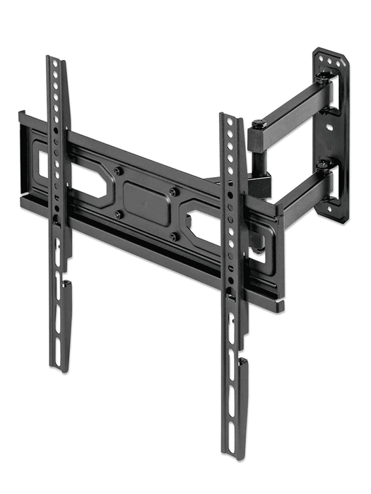MANHATTAN - 462419 - Soporte con brazo articulado para pantalla / Soporta una pantalla de 32" a 55" de hasta 35 kg (77 lbs.), opciones de ajuste para inclinación, giro y nivelación posterior a la instalación, negro