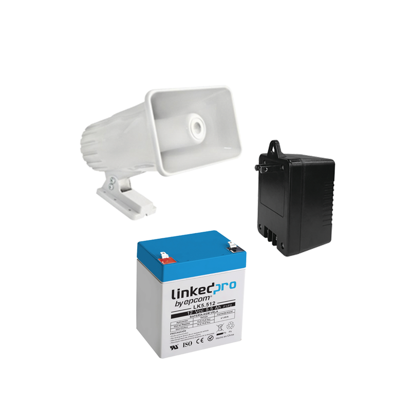 4A16V30W Kit de accesorios con Bateria 5.5 Ah, Transformador 16.5Vca  y sirena de 30 watts