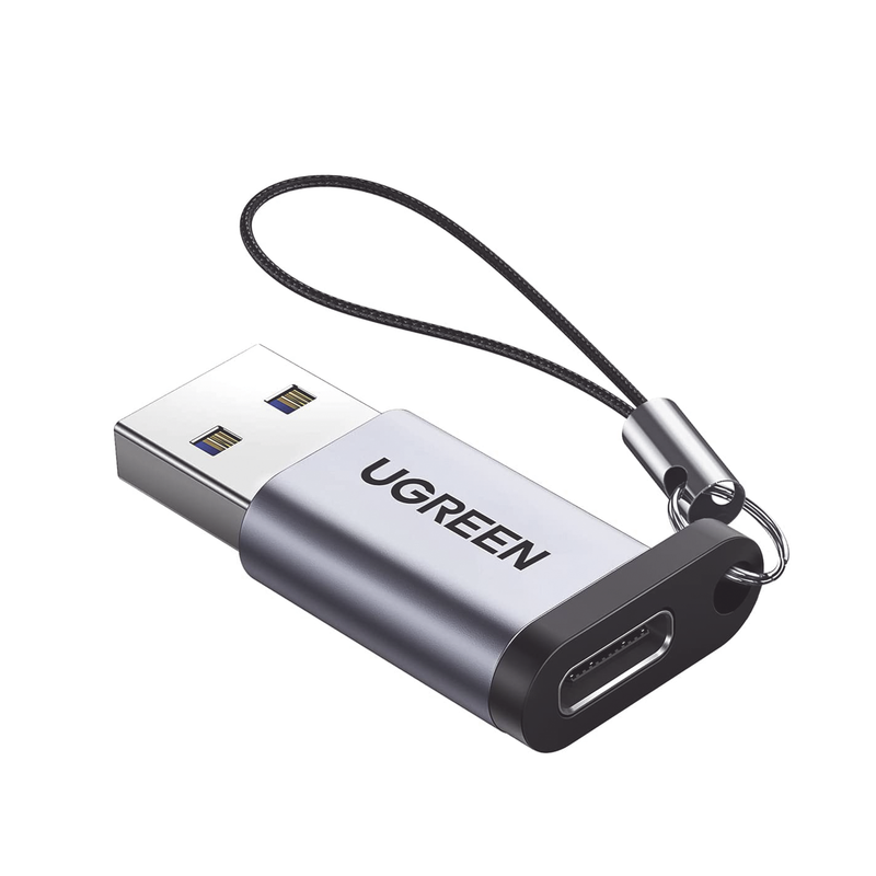 50533 Adaptador USB 3.0 Macho a USB-C 3.1 Tipo C Hembra |Carga y Sincronización de Datos | Admite Corriente de 3A | Transferencia de hasta 5 Gbps | Amplia Compatibilidad | Chip VL160 | Caja de Aluminio | Color Gris