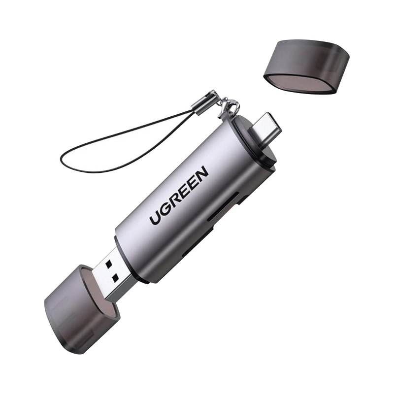 50706 Lector de Tarjetas USB-C + USB-A a MicroSD (TF)/SD | OTG | USB-C 3.1 | 5Gbps | Soporta hasta 2TB | Soporta Windows/Mac OS/Linux/Android | Lectura de Tarjetas Simultánea | Caja de Aluminio | Llavero Anti-perdida.