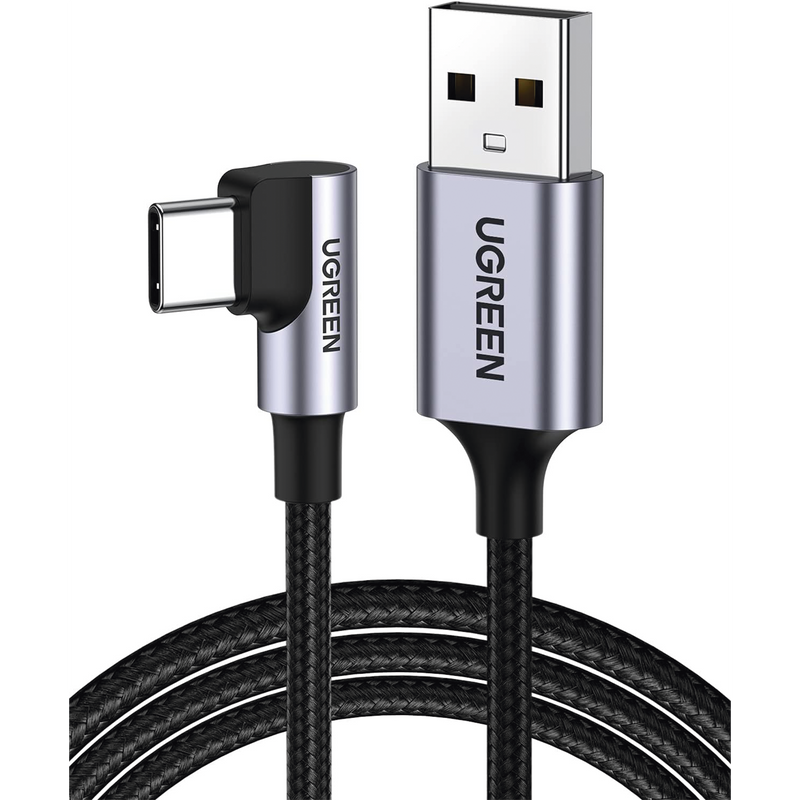 50942 Cable USB-A a USB-C | 2 Metros | Conector con Ángulo Recto de 90° | Carga Rápida de hasta 60W | 480 Mbps | PD3.0 | QC /3.0/2.0 | FPC | AFC | Protección Integrada| Caja de Aluminio | Nylon Trenzado | Color Negro.