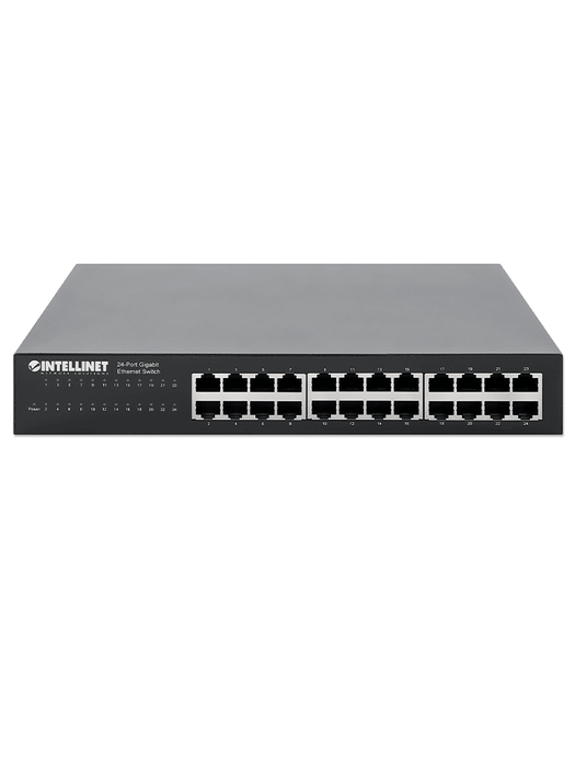 INTELLINET - 561273 - Switch Gigabit Ethernet de 24 puertos / 24 puertos RJ45 10/ 100/ 1000 Mbps, IEEE 802.3az Ethernet Eficiente en Energía, para Escritorio, para montaje en rack de 19"