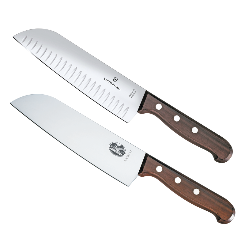 6.8520.17G/P Set de 2 Cuchillos Santoku Wood de Mango de Madera Palissandro Victorinox. La combinación Ideal para La Cocina.