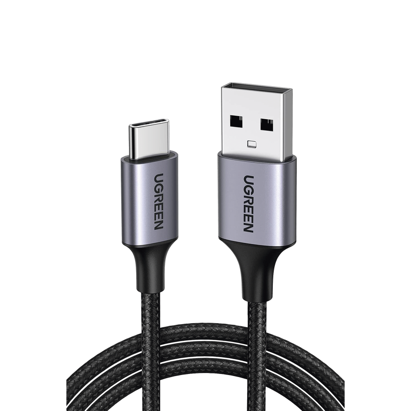 60126 Cable USB-A a USB-C | 1 Metro | Transferencia de datos de 480 Mbps | Carga Rápida | QC 4.0/3.0/2.0 | FPC | AFC | Protección Integrada | Caja de Aluminio | Nylon Trenzado | Color Negro.