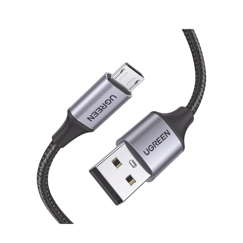 60146 Cable USB-A a Micro USB | 1 Metro | Carga Rápida | QC 3.0/2.0 | FPC | AFC | Transferencia de datos de 480 Mbps | Recarga hasta 18W | Protección Integrada | Caja de Aluminio | Nylon Trenzado | Color Negro.
