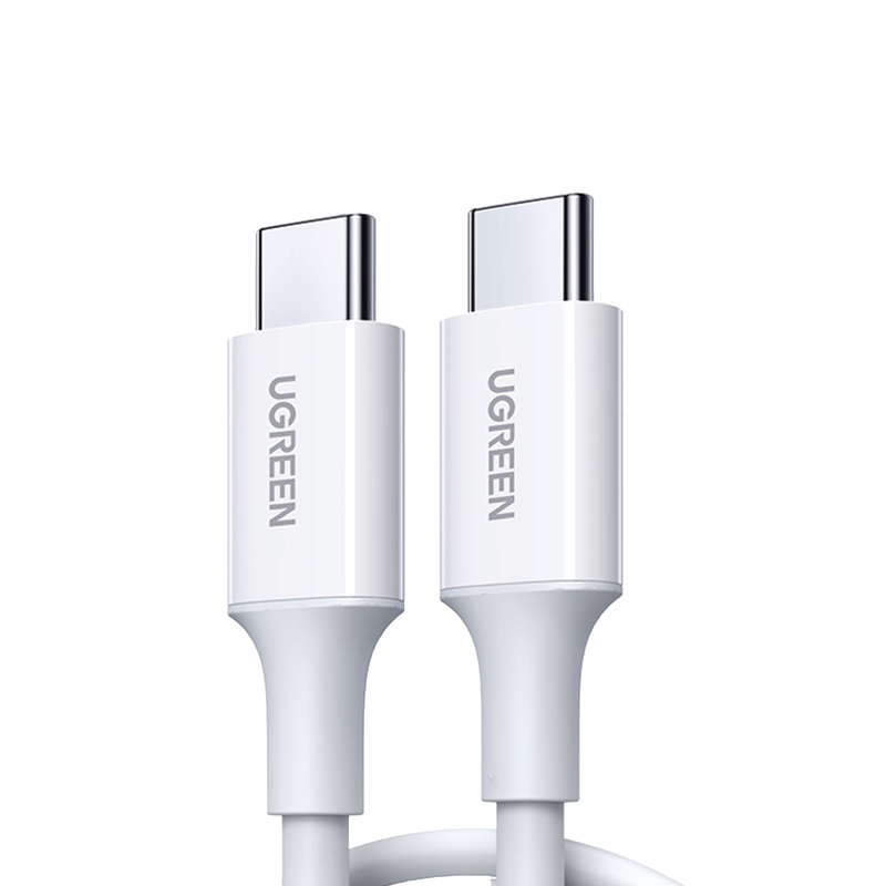 60518 Cable USB-C a USB-C | 1 Metro | Carga Rápida de hasta 60W | Transferencia de datos de 480 Mbps | PD3.0 | QC 4.0/3.0/2.0 | FPC | AFC | Duradero y Flexible| Caja ABS | Cubierta de TPE | Color Blanco.