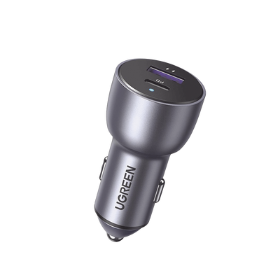 Cargador de Auto 52.5W | Puerto USB-A y USB-C | Carga Rápida | Compatible con Vehículos de 12 y 24 VCD | PD3.0 + QC3.0 | Chip Inteligente | Diseño Compacto  Mayor Eficiencia Energética | Caja de Aluminio. - Toer
