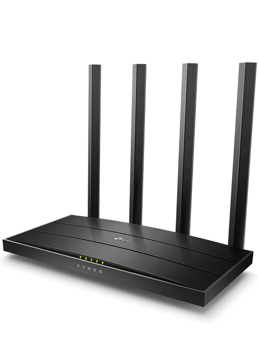 TP-LINK Archer C6 - Ruteador WiFi AC 1200Mbps con 1 puerto WAN y 4 puertos LAN RJ45 Gigabit Ethernet, MU-MIMO, 4 antenas fijas, modos enrutador y punto de acceso, Beamforming.
