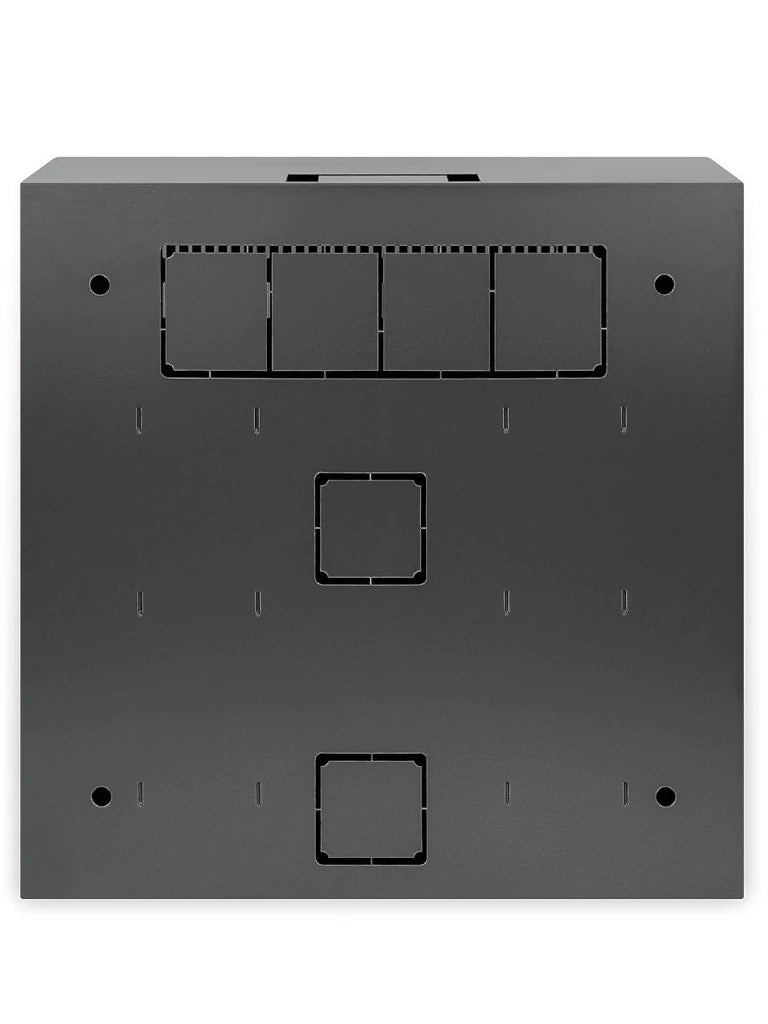 INTELLINET 713689 - Gabinete mural 19" de tamaño reducido / Caja delgada que ahorra espacio con sólo 17.0 cm de profundidad, 4U de rieles horizontales y 2U de rieles verticales / Negro