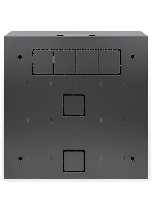 INTELLINET 713689 - Gabinete mural 19" de tamaño reducido / Caja delgada que ahorra espacio con sólo 17.0 cm de profundidad, 4U de rieles horizontales y 2U de rieles verticales / Negro