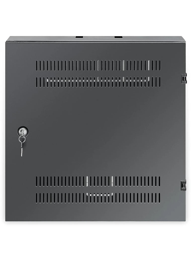 INTELLINET 713689 - Gabinete mural 19" de tamaño reducido / Caja delgada que ahorra espacio con sólo 17.0 cm de profundidad, 4U de rieles horizontales y 2U de rieles verticales / Negro