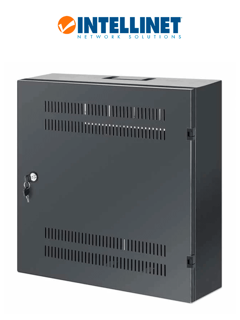 INTELLINET 713689 - Gabinete mural 19" de tamaño reducido / Caja delgada que ahorra espacio con sólo 17.0 cm de profundidad, 4U de rieles horizontales y 2U de rieles verticales / Negro