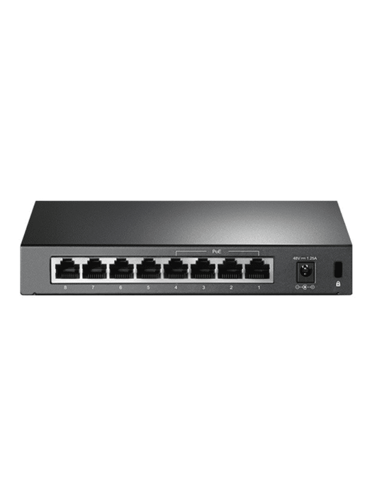 TP-LINK TL-SF1008P -Switch PoE no administrable con 8 puertos Fast Ethernet, que incluye 4 puertos PoE AF y AT. Ofrece un presupuesto PoE de hasta 66W y soporta modo extendido para conexiones de hasta 250m de longitud.